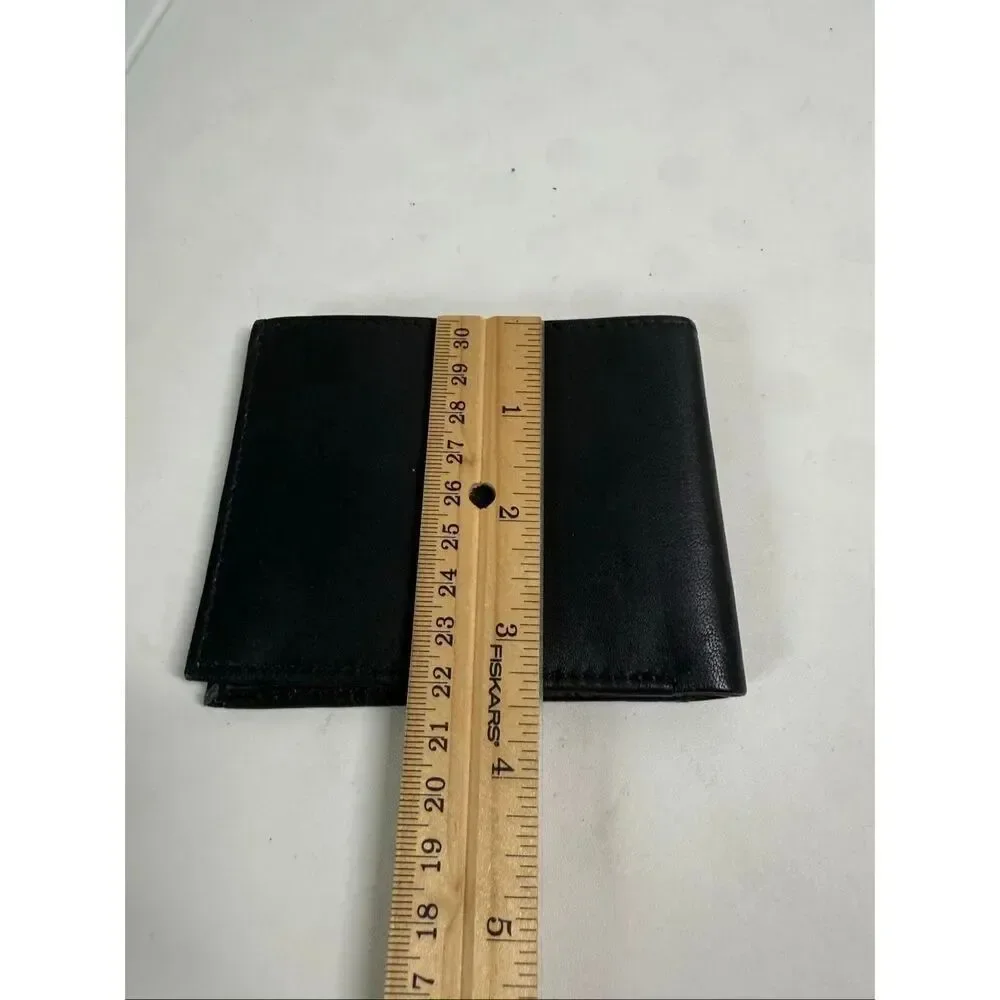 Men’s Leather Bifold Wallet ID / Credit Cards Slots Black See Description